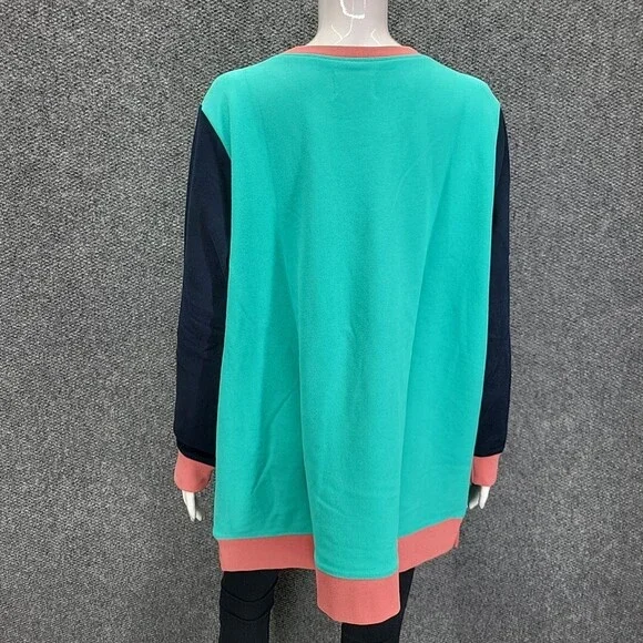 Lands End Womens Sweatshirt 2X Plus Sz Seafoam Teal Serious Sweats Pullover Top - Picture 6 of 10